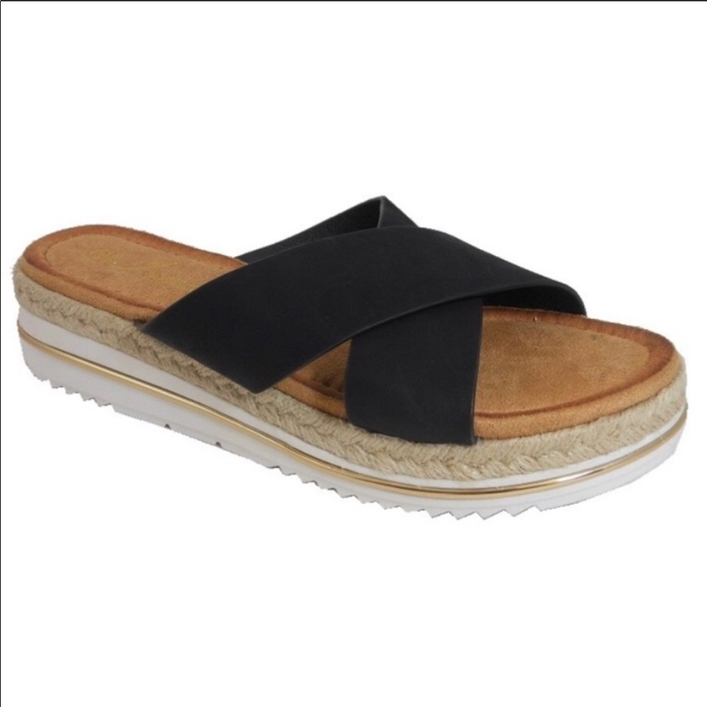 JUST IN‼️BLACK ESPADRILLE CRISSCROSS SANDAL- shoe - Picture 4 of 4